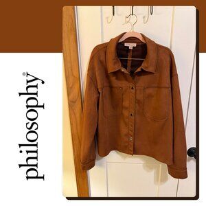 Philosophy Vegan Suede Snap Front Jacket Brown Size XL